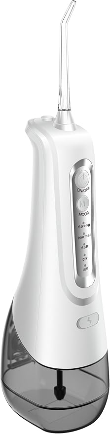 Cordless Water Flosser Oral Irrigator, 10oz Tank 4 Modes 1800 Pulses/Min IPX7 Waterproof, for Braces Care & Sensitive Gums, 4 Jet Tips Type-C Charging(White)