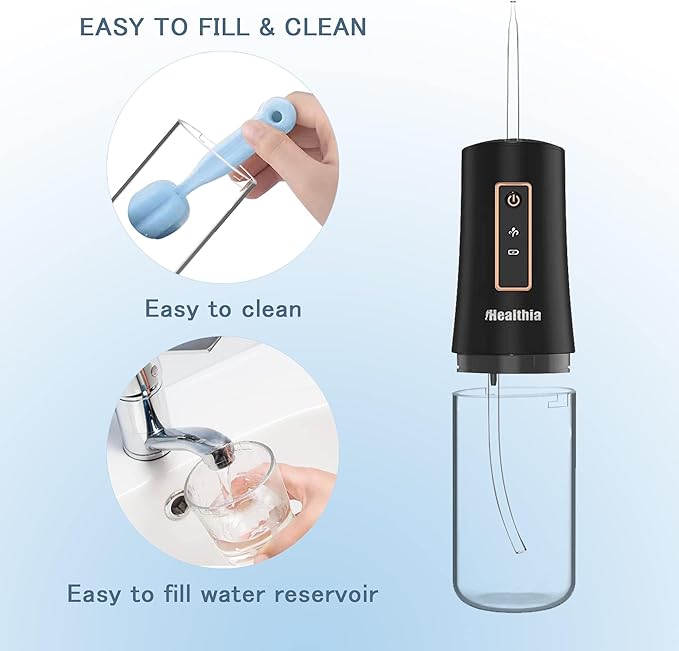 iHealthia-Water-Flosser-Teeth-Oral-Irrigator,Rechargeable-Waterproof,Portable Cordless,Water flossers, 3 Modes 4 Nozzles, for Home&Travel