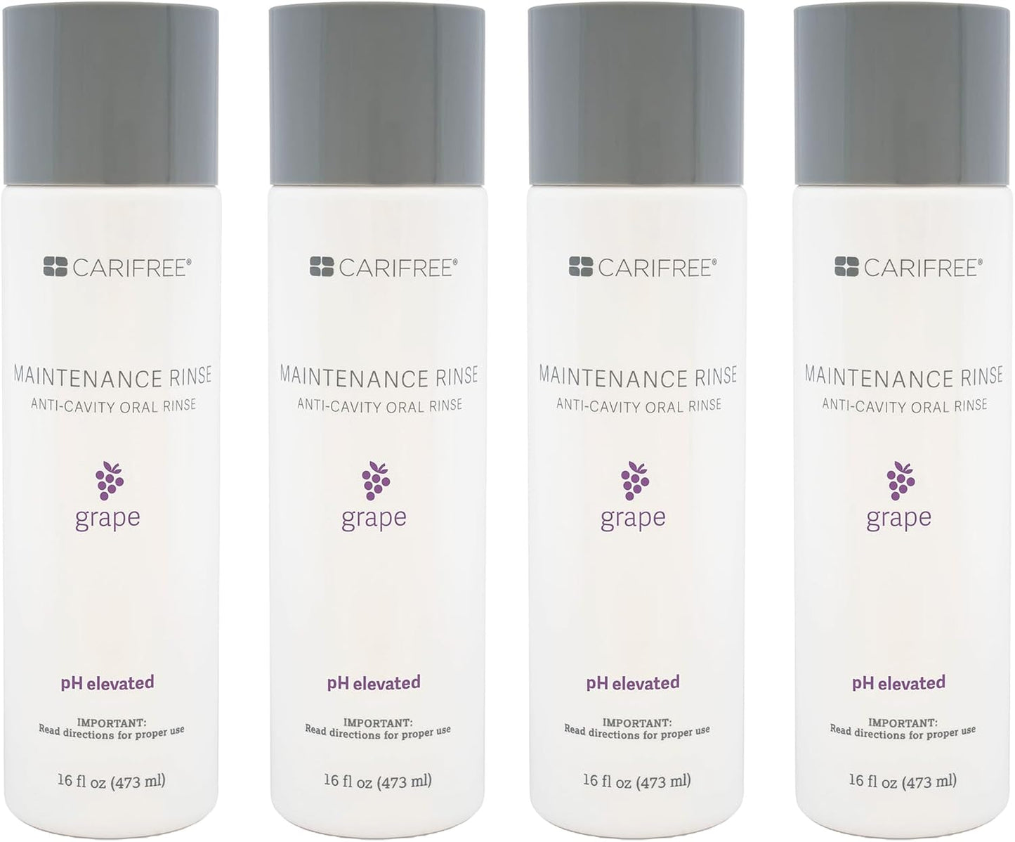 CariFree Maintenance Rinse, Grape Flavor, Anti-Cavity Fluoride Mouthwash, Dentist Recommended, Prevents Oral Decay, Freshens Breath, Alcohol-Free, Neutralizes pH (16 Fl Oz (Pack of 4)