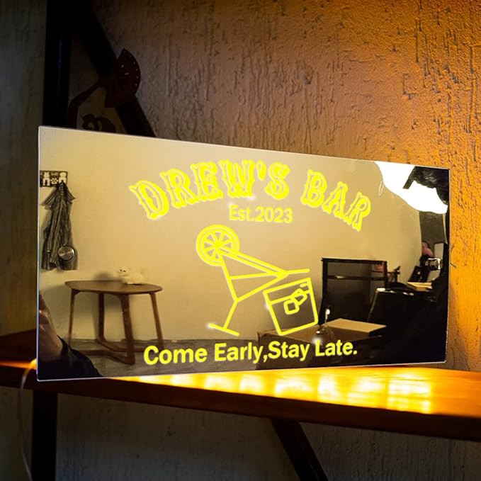 Custom LED Name Mirror Light - Multi Colour Lighting, Bar, Barber Shop Decor