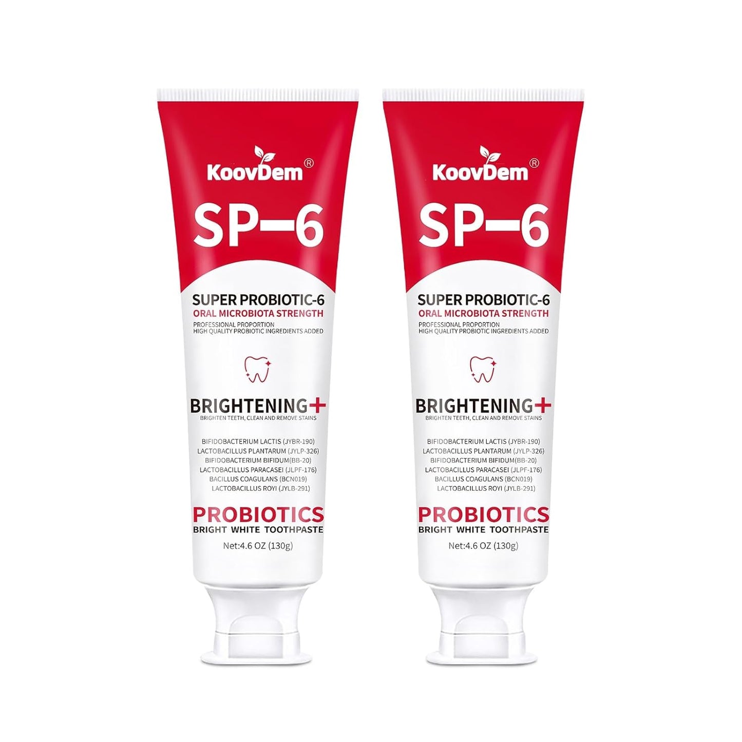 2025 New Sp-6 Probiotics Whitening Toothpaste-Fluoride-Free, Enhanced Formula with 6 Probiotics for Gum Care & Fresh Breath, Fresh Mint Flavor(2PC)（Red）