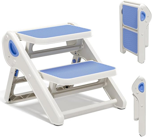 Foldable Toddler Step Stool for Bathroom Sink - 2-Step Kids Stool for Potty Training, Kitchen Counter & Bedroom, Sturdy Non-Slip Child Safety Stool Helper
