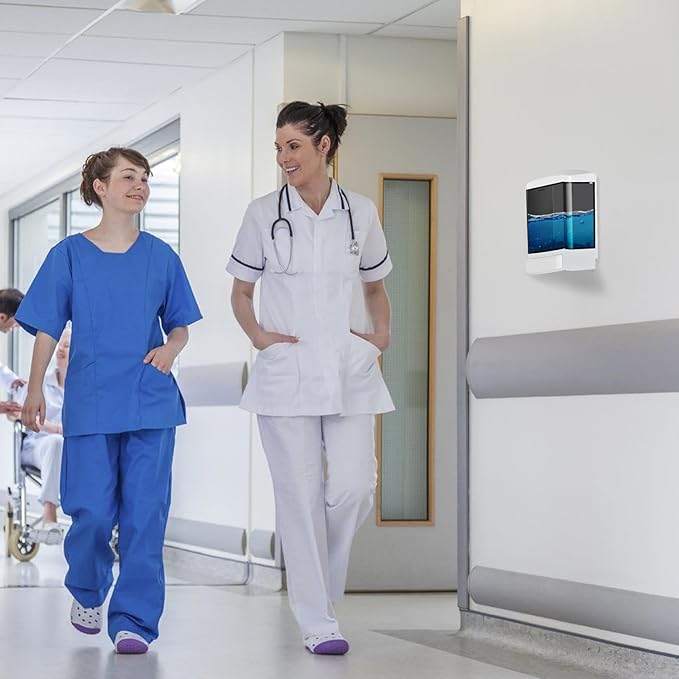 2PCS Commercial Soap Dispenser Plastic Wall Mounted Soap Dispenser 33.8oz/ 1000ml Plastic Hand Wash Soap Wall Dispenser for Bathroom Kitchen Hotel Liquid Gel Shampoo Chamber (Black)