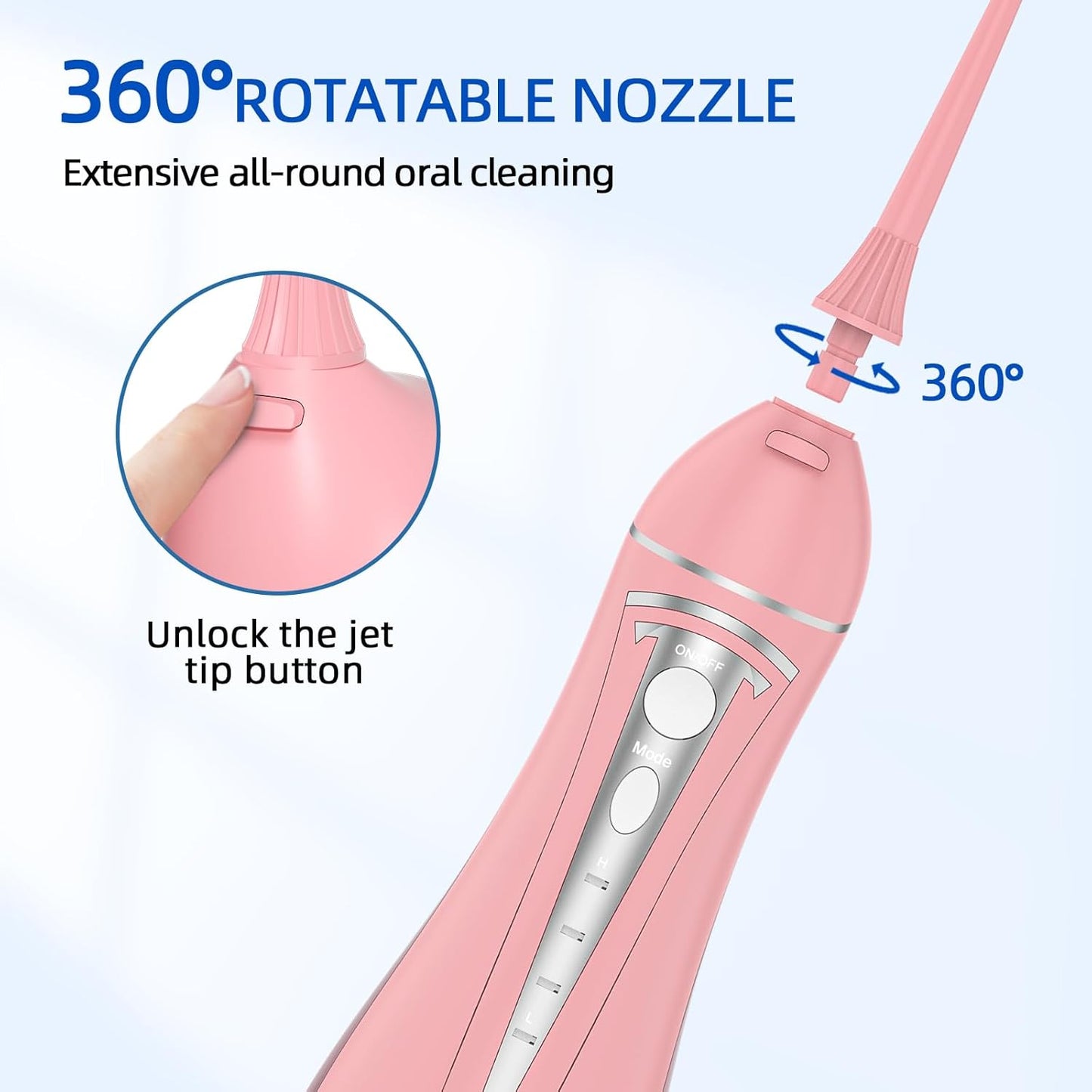 Water Flosser Teeth Pick: Rechargeable Cordless Oral Irrigator 300ML Portable Water Flosser for Braces IPX7 Waterproof Electric Waterflosser for Teeth Cleaning C101 Pink