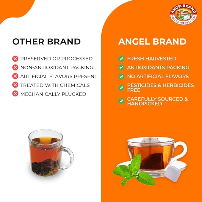 Angel Brand Peppermint Tea Bags 20 – Pack of 3 – Pure Caffeine-Free Herbal Mint Tea for Relaxation and Fresh Breath Made with Pure Peppermint for a Delightful Sip Every Time.