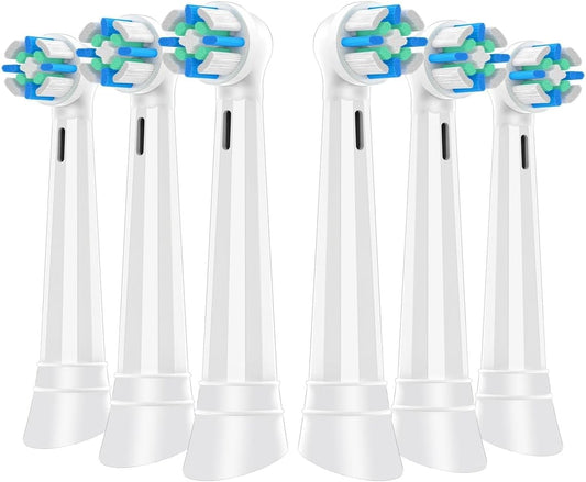 6 Count IO Replacement Heads Compatible with Oral B IO 2/3/4/5/6/7/8/9/10 Series Electric Toothbrushes, Medium Softness Brush Heads Compatible with Oral B iO for Teeth and Gums Care (White)