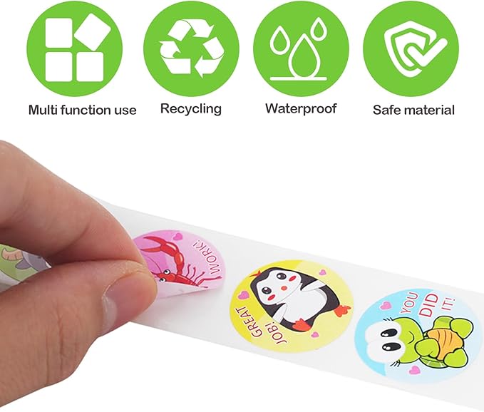 2 Rolls Reward Stickers for Kids Classroom,1000 Pieces Motivational Stickers for Teacher School Home Office and Party (16 Designs,1" in Diameter)