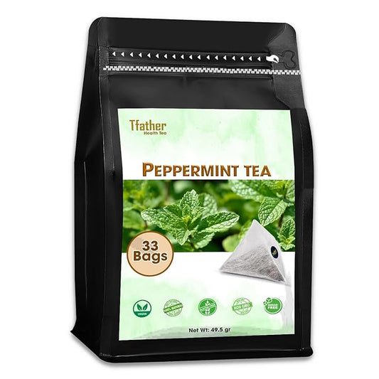 Peppermint (Mint) Tea Bags Pyramid with String - Strong Taste of Menthol - Throat Soothing for Cough & Mucus Relief, Freshen Breath, Digestive Support - Premium Peppermint Leaves (Mentha Piperita)