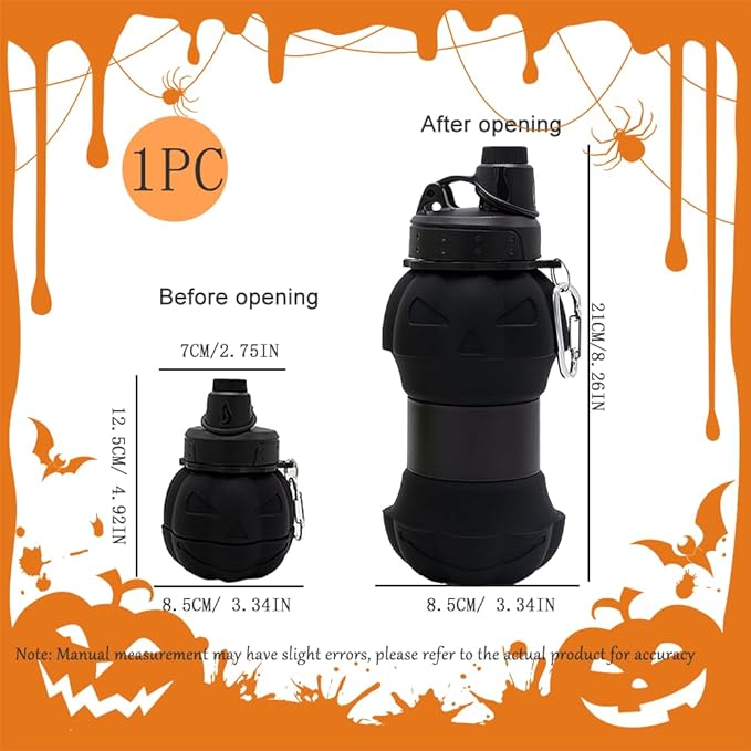 Silicone Folding Water Bottle - 550ml 18oz | BPA-Free, Portable & Lightweight,Water Cups Ideal for Outdoor Hiking & Indoor Sports Travel-Friendly