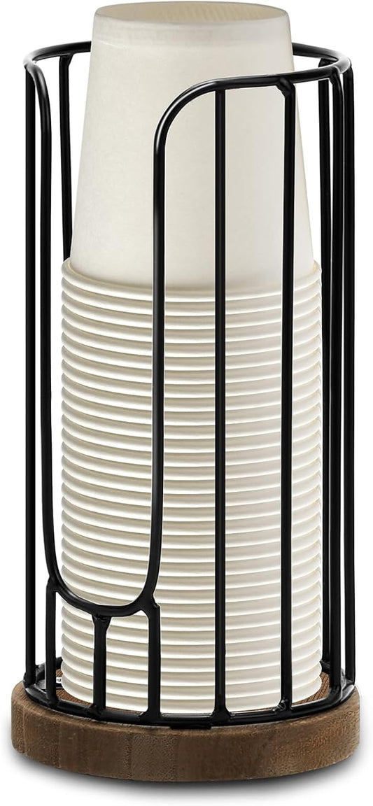 Heightened Rural Style Bathroom Cup Dispenser, Small Disposable Paper Cup Holder, 3oz Disposable Mouthwash Cup Storage Rack, Iron Bathroom