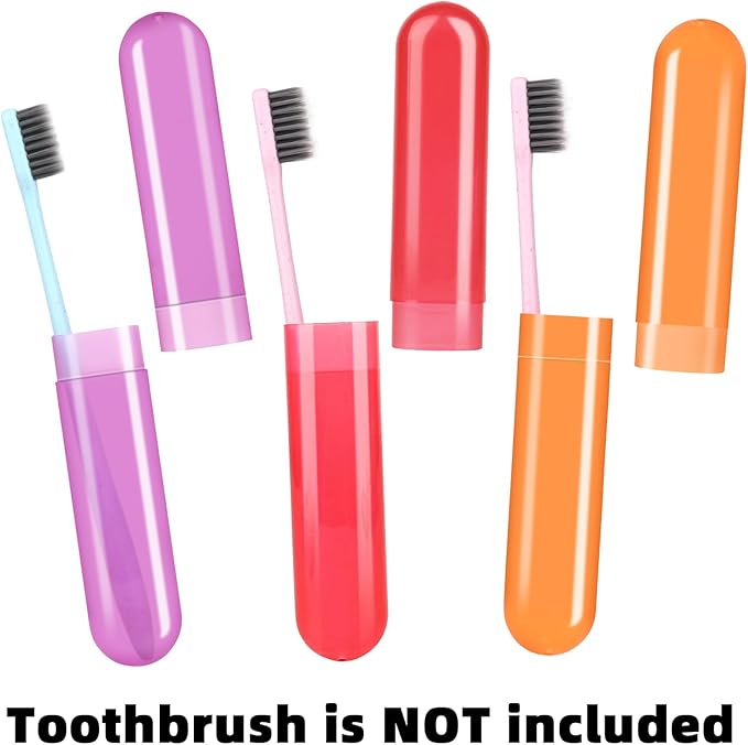 6 Pack Travel Toothbrush Case, Breathable Portable Toothbrush Holder, Plastic Toothbrush Cover Container for Traveling, Bathroom, School, Home, Business, Camping