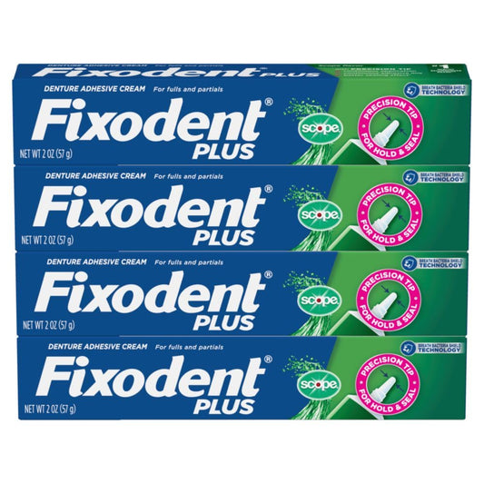 Fixodent Plus Scope Secure Denture Adhesive 2.0oz (Pack of 4)