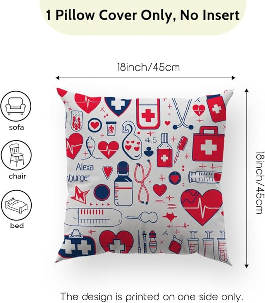 Cirzone Gifts for Doctors -18x18Inch Throw Pillow Cover Appreciation Doctor Gifts with Gift Box Perfect Birthday Resident Doctors Gifts for Home Sofa Decor