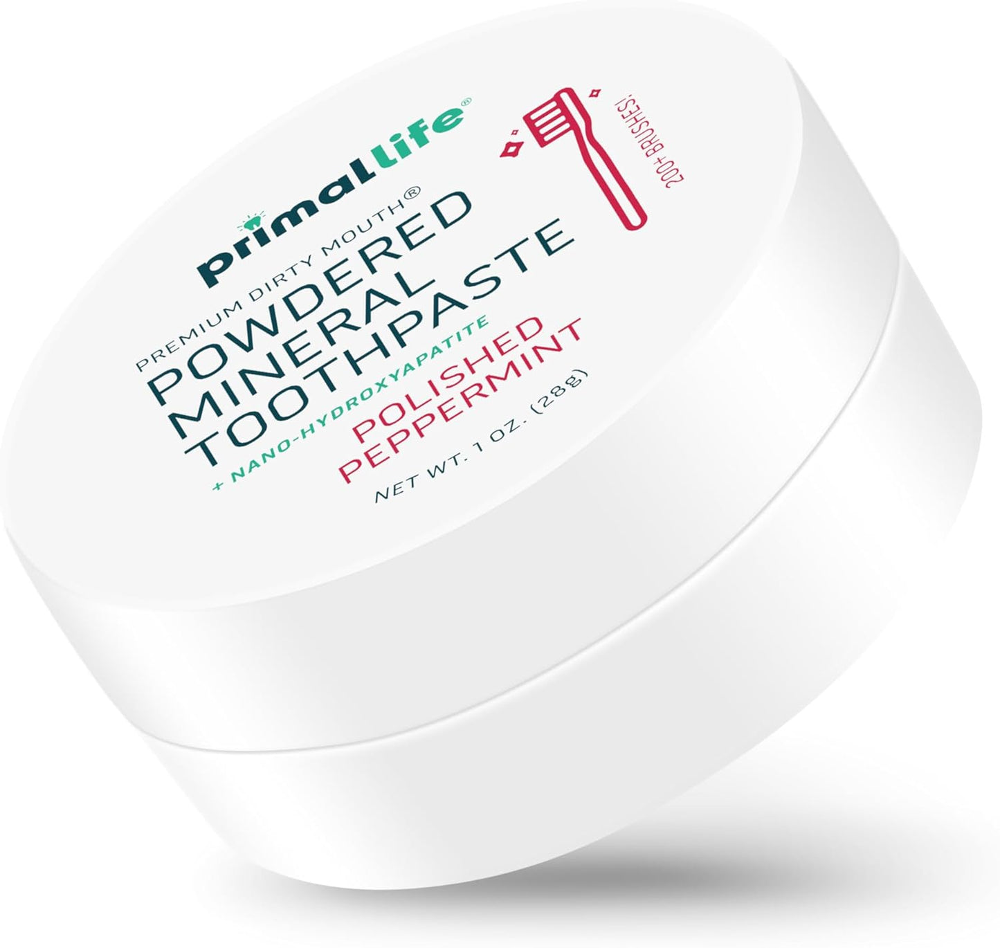 Primal Life Organics - Dirty Mouth Toothpowder, Tooth Cleaning Powder, Flavored Essential Oils with Natural Kaolin & Bentonite Clay, Good for 200+ Brushings, Paleo, Organic, Vegan (Peppermint, 1 oz)