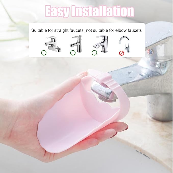 Faucet Extender for Toddlers,Generic Kids Faucet Extender Sink Extender for Kids Hand Washing, Suitable for Bathroom, Bathtub Sink, Fits Most Faucets(Pink)