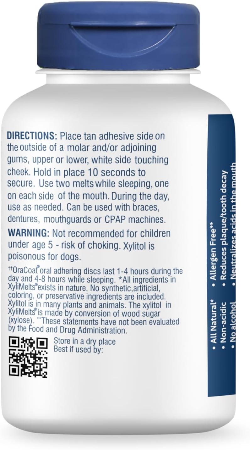Oracoat XyliMelts for Dry Mouth Night Time or Day - Moisturizing Dry Mouth Adhering Discs, Sugar Free with Xylitol, 395 Count, Slightly Sweet Flavor, 8-Hour Relief