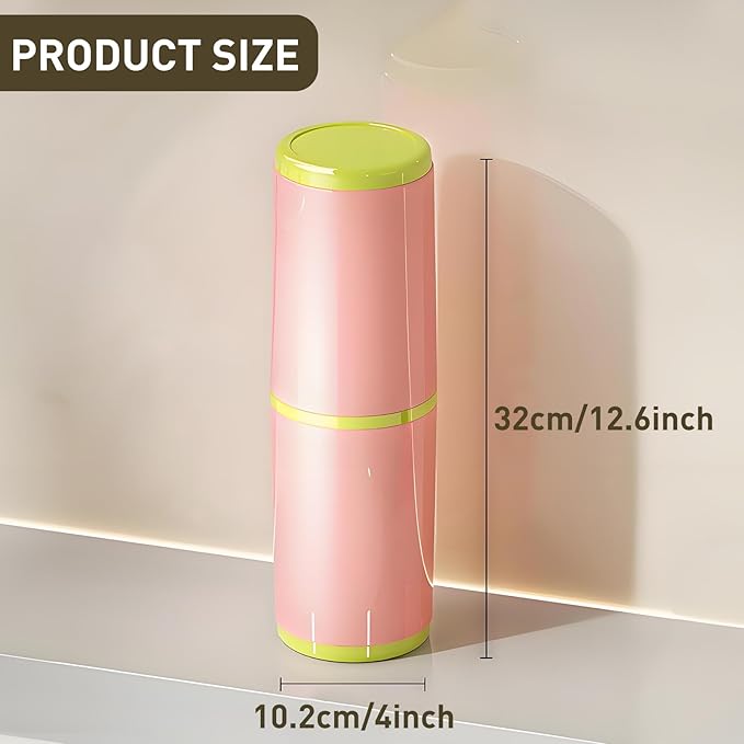 Toothbrush Cup with Cover – Leak-Proof Seal, Large Capacity for Electric Toothbrushes, Detachable 2-in-1 Design | Portable for Travel, Home & Office | Ideal for Travelers, Families, Students (Pink)