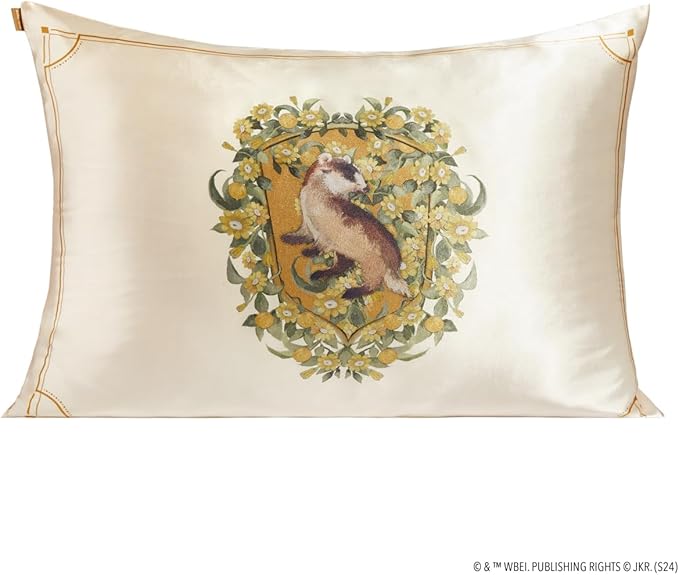 Kitsch x Harry Potter Hufflepuff Satin Pillowcase w/Zipper for Hair & Skin – Double-Sided, Softer Than Silk, Wrinkle-Free, Machine Washable, Frizz Control, Breakout Prevention - Queen/Standard(19x26)