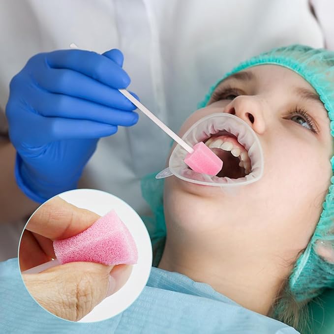 100Pcs Oral Swabs Mouth Cleaning Sponge Sticks Sterile Dental Swabs Disposable Foam Sticks Tooth Care for Adults Children