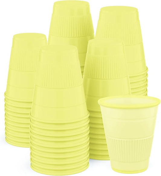 Disposable Cups | 50 Pack | 5 oz Plastic, Multicolor Bathroom Cups - Perfect for Medicine, Water, Mouthwash, Parties, Kids