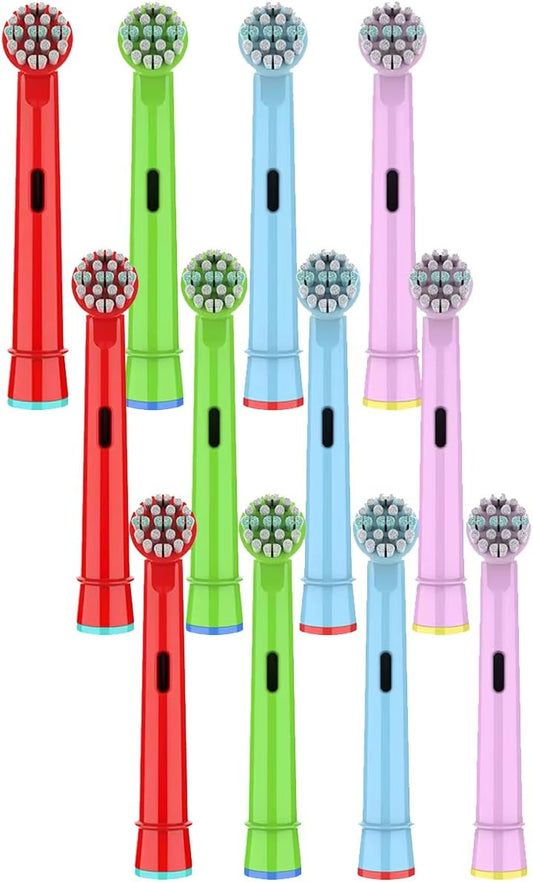 Kids Toothbrush Heads Compatible with Oral B - Electric Toothbrushes, Replacement Brush Heads with Protective Caps, 4/8/12/16 Pack (12)