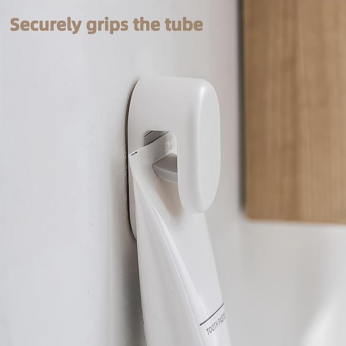 3 Pack Toothpaste Holders by JM.JEEMI, Toothpaste Tube Clips, Cosmetics in Tubes Organizer Gripper for Bathrooms - Wall Mounted, White, Small, Round