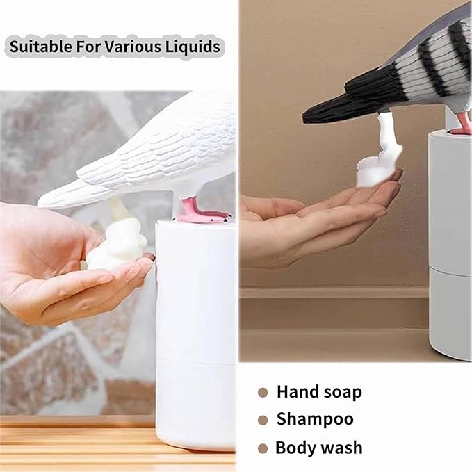 Fun Animal Series Foam Soap Dispenser-Shiba Inu,Pigeon,Shaped Foam Hand Washer,Automatic Soap Dispenser for Bathroom & Kitchen, Hilarious Gift for Kids, Adults (Peace Dove Series (White))