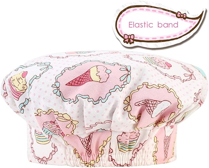 Kids Apron and Chef Hat Set, Adjustable Cotton Child Aprons with Large Pocket Cute Girls Boys Kitchen Bib Aprons for Cooking Baking Painting