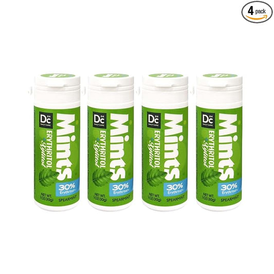 DC24 DAILY CARE Xylitol Erythritol Mints, No Aspartame Sugar Free Mints, Low-Calorie, Refresh Breath, Keto Spearmint 30 Pieces (Pack of 4)