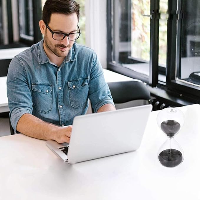 SuLiao Hourglass 20 Minute Sand Timer: 5.1 Inch Black Sand Clock, Large Sand Watch 20 Min for Kids, Games, Classroom, Home, Desk, Office Decorative