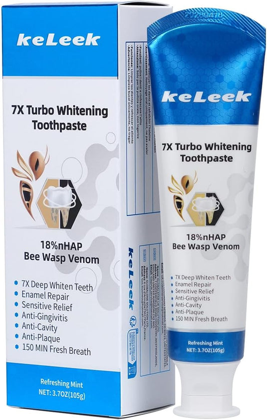 7X Turbo Whitening 18% Nano Hydroxyapatite Bee Wasp Venom Toothpaste for Remineralizing Enamel Repair,Sensitive Relief,Anti-Gingivitis,Anti-Cavity,Anti-Plaque -150 MIN Fresh Breath