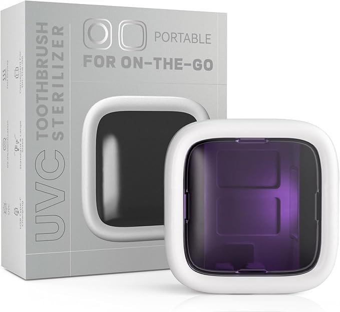 UV-C Toothbrush Sanitizer and Holder, Portable Toothbrush Case Magnetic Mounting, Rechargeable Toothbrush Cover for Any Toothbrush Head, Tooth Brush Cover Cap for Home & Travel (White)