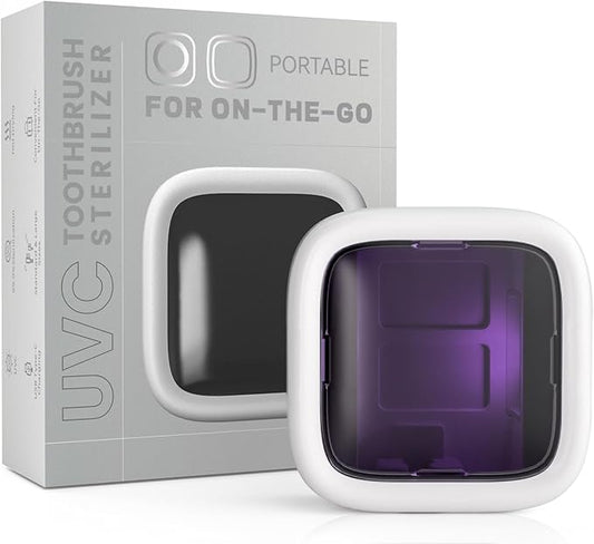 UV-C Toothbrush Sanitizer and Holder, Portable Toothbrush Case Magnetic Mounting, Rechargeable Toothbrush Cover for Any Toothbrush Head, Tooth Brush Cover Cap for Home & Travel (White)