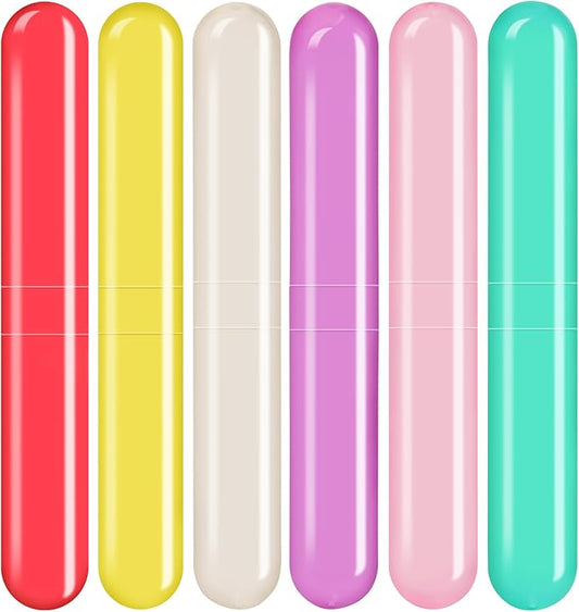 6 Pack Travel Toothbrush Case, Breathable Portable Toothbrush Holder, Plastic Toothbrush Cover Container for Traveling, Bathroom, School, Home, Business, Camping