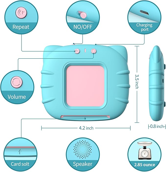 Kidzdo Bilingual Spanish and English Talking Flash Cards with 520 Words Learning Toys, Early Educational Toys for Toddler, Birthday Gift for 2 3 4 5 6 Year Old, Blue