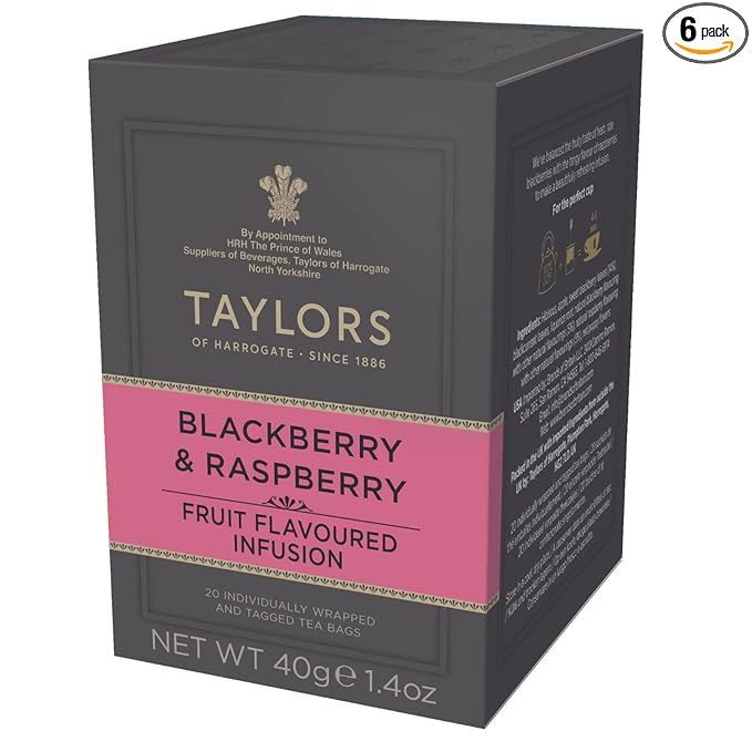 Taylors of Harrogate Blackberry & Raspberry Herbal Tea, 20 Count (Pack of 6)