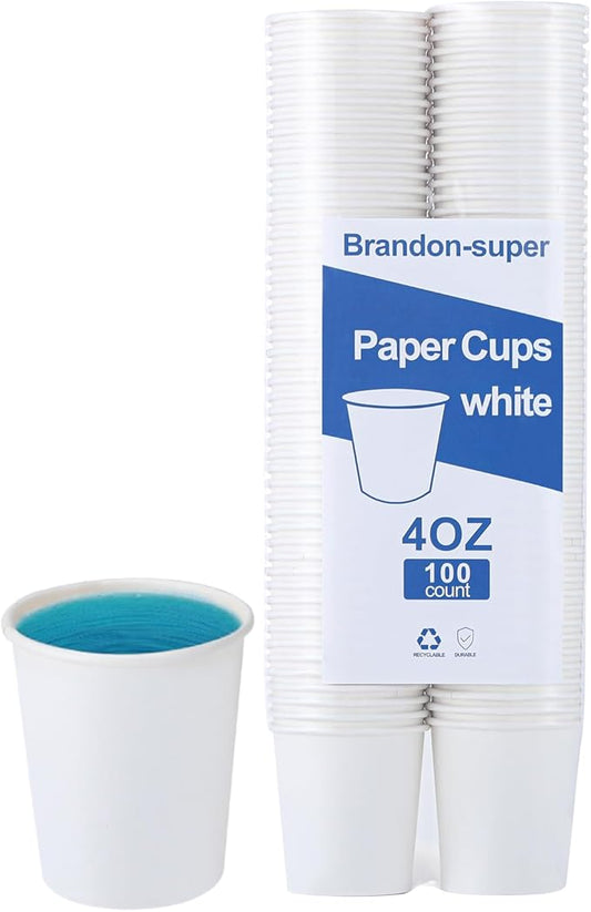 Brandon-super [100 Count - 4 oz] Small Paper Cups, Mouthwash Cups Bathroom Cups Mini Cups Small Disposable Cups