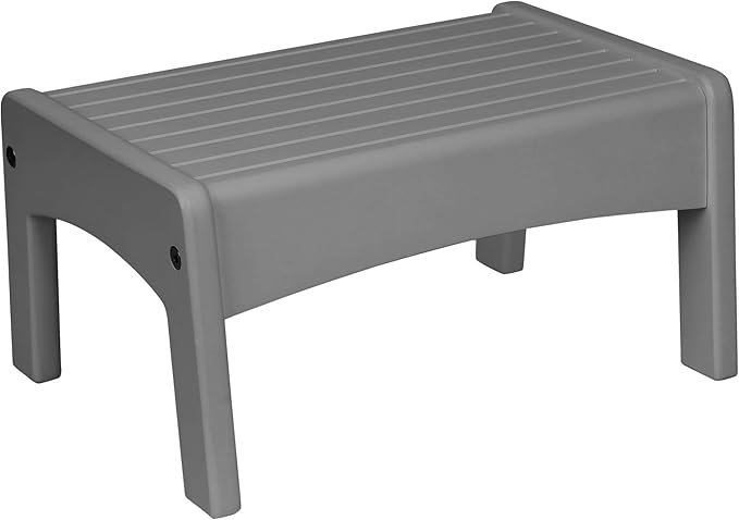 Wildkin Wooden Slatted Step Stool for Adults & Kids – Skid-Proof, 14 x 9.5 x 7 in, Durable for Bathroom & Kitchen Use, Holds Up to 150 lbs - Gray