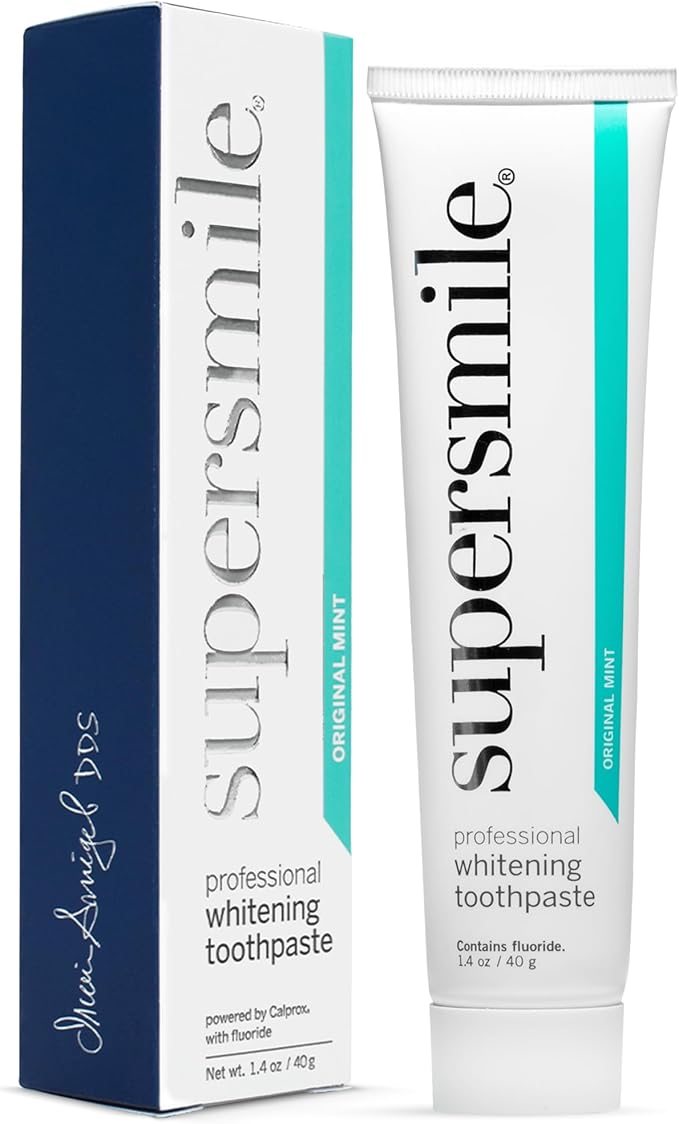 Supersmile Professional Whitening Toothpaste w/ Fluoride - Removes Stains & Whitens Teeth 6 Shades - Enamel Strengthening - No Sensitivity - Travel Size (Original Mint, 1.4 Oz)