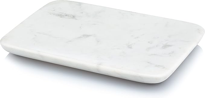 Beau Brummell Solid White Marble Decorative Jewelry & Accessory Tray for Bathroom, Kitchen, Vanity, Dresser, Nightstand or Desk | Hand Crafted from 100% Real Solid White Marble | 6.5"x4.5"x 0.5"