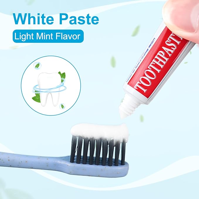 200 Tubes Travel Size Toothpaste in Bulk, Disposable Mini Mint Compact Small Pocket Size Essential Toothpaste for Vacation Hotel Shelter Homeless Nursing Home Charity Camping Single Use 0.17 oz/ 5g