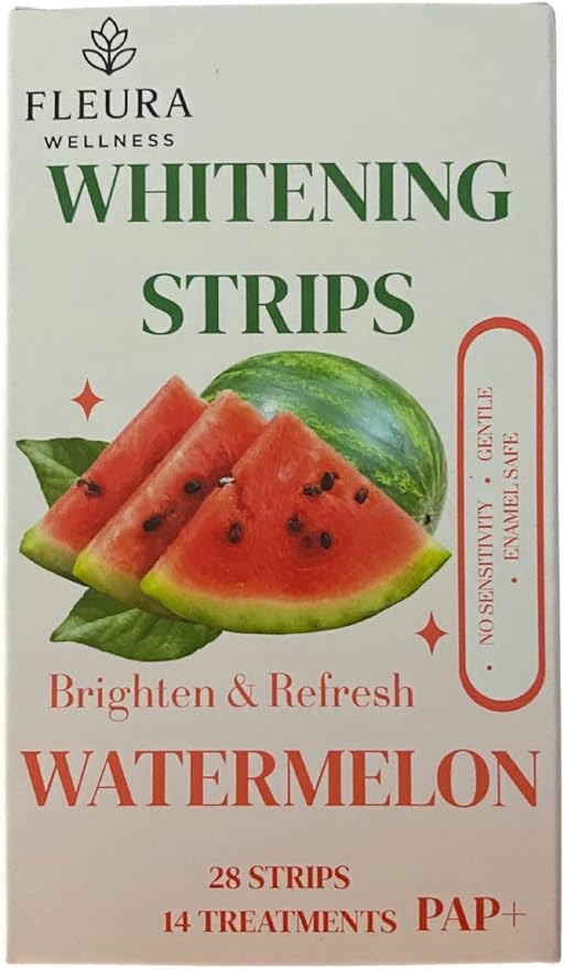 Pap Teeth Whitening Strips – Peach and Watermelon Flavor | Enamel-Safe, Sensitivity-Free Whitening, Gentle Daily Use, 28 Strips (14 Treatments) (Watermelon)