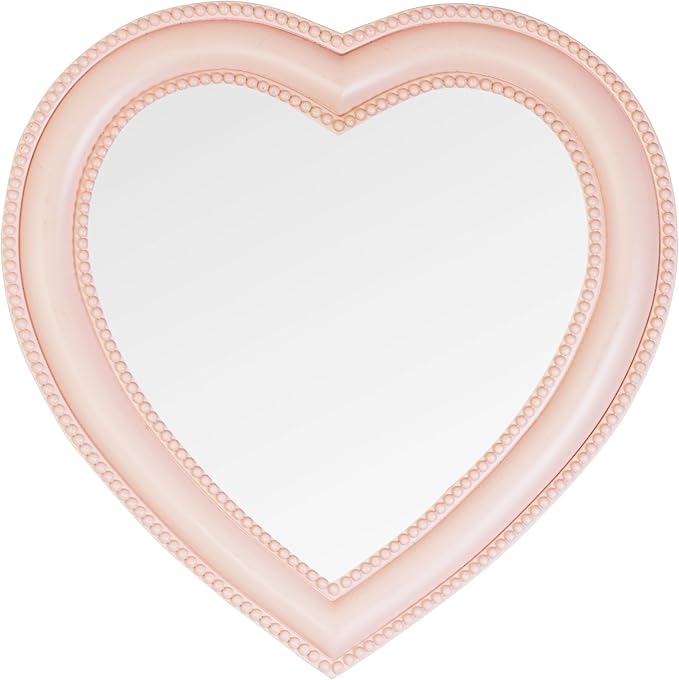 Heart Shape Makeup Mirror Wall Mounted Mirror with Hanging Hole for Home Room Decoration Birthday Gift Valentine's Day Gift for Girl,10.6x10.2inch(Pink)