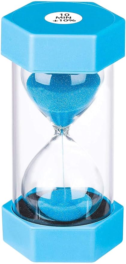 SuLiao Hourglass Sand Timer: 10 Min, Blue Plastic Sand Watch - Colorful Hour Glass Timer for Kids, Games, Classroom, Kitchen, Decorative