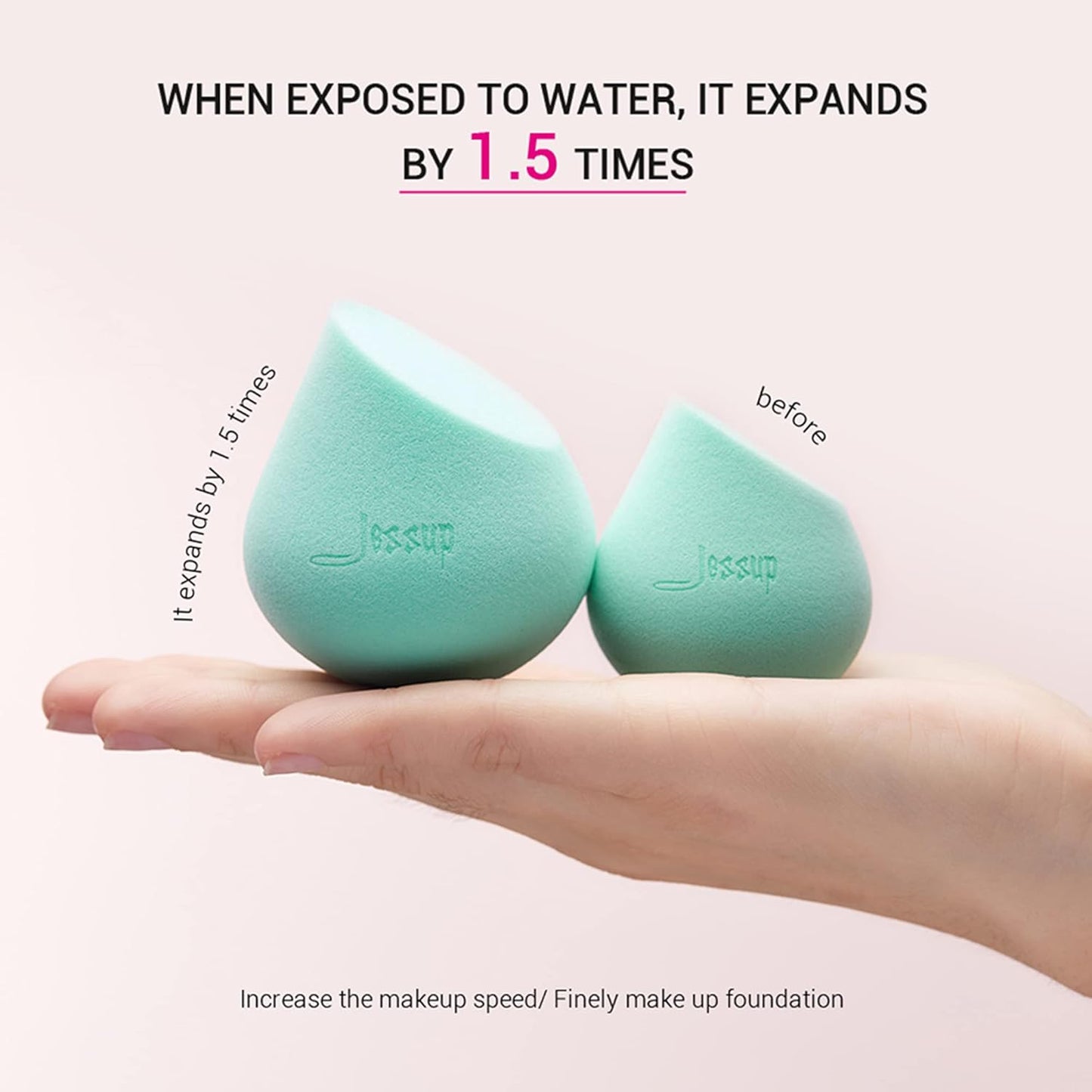 Jessup Makeup Sponge, Soft Latex-free Sponge for Foundation Liquid Creams 1 Pack (Shell Pink), SP002