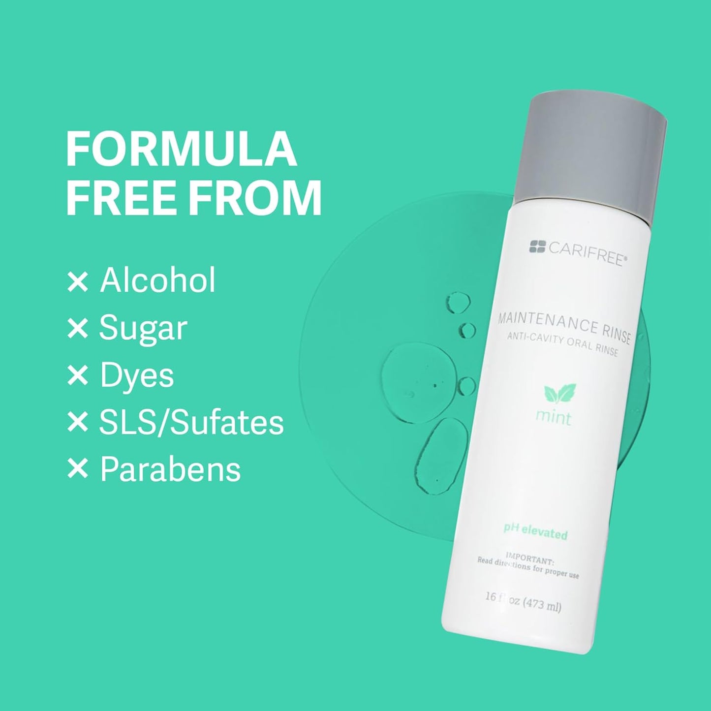 CariFree Maintenance Rinse, Mint Flavored, Anti-Cavity Fluoride Mouthwash, Dentist Recommended, Prevents Oral Decay, Freshens Breath, Alcohol-Free, Neutralizes pH, (16 Fl Oz (Pack of 2), Mint)