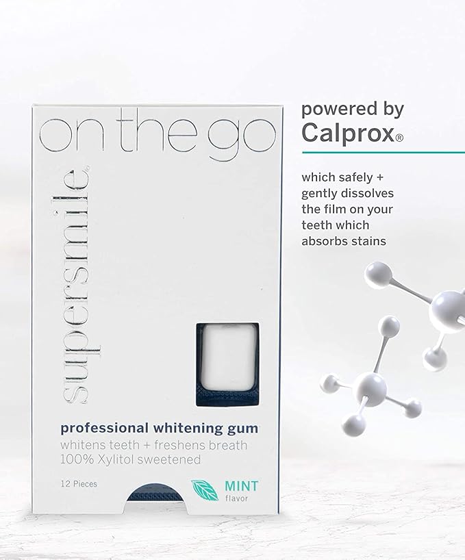 Supersmile Professional Teeth Whitening Gum – 100% Xylitol Sweetened Formula Removes Stains from Coffee – Sugar Free, Vegan, Kosher, 12 Count