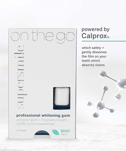 Supersmile Professional Teeth Whitening Gum – 100% Xylitol Sweetened Formula Removes Stains from Coffee – Sugar Free, Vegan, Kosher, 12 Count