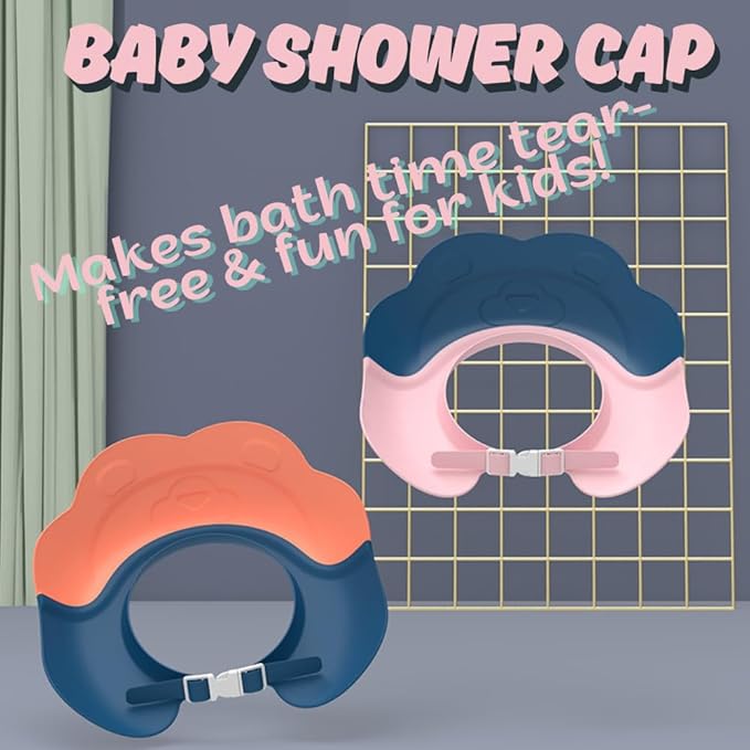 Baby Shower Cap - Waterproof Bath Visor for Toddlers 1-3 Years, Extra Soft Silicone Hair Washing Hat for Kids, Keep Water Out of Eyes(Animal Design) (Pink)