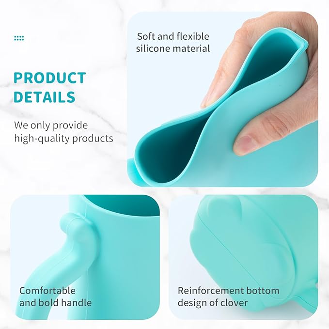 Baby Bath Rinse Cup Shower Shampoo Bowl Water Bath Bucket, Toddler Bath Toys Cup Water Containers Wash Essentials (Cat-Turquoise)